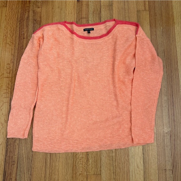 Eileen Fisher Womens M Orange Long Sleeve Bateau Neck Cotton Linen Blend Sweater - Picture 1 of 9